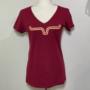 Women’s Kimes Ranch V-Neck Tee Short Sleeve T-Shirt Burgundy Size Medium